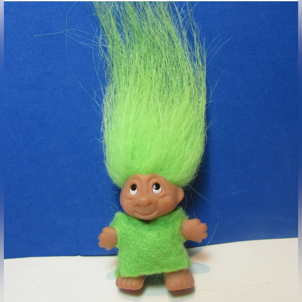 2005 DAM 2" Green Troll Doll With Green Outfit Vintage